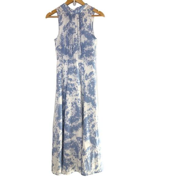 Thakoon Collective Dress High Neck Sleeveless Midi Blue White Tie Dye Size 4 - Picture 6 of 11